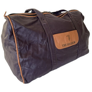 Vintage Trussardi Leather Boston Duffle Travel Carry On Gym Weekender Bag Italy
